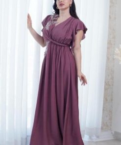 أوبرا فاشن - فستان ناعم لون زهري اكمام قصيرة