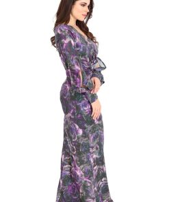 Alternative view of تريجر آيلاند - فستان طويل مشجر بشريط كريستال جانبي