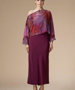 Alternative view of اكتان - فستان عنابي ميدي شيفون