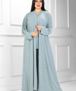 عبايات روزا - طقم ثلاث قطع عباية+صديري+بنطلون منسوجة من قماش الكريب الناعم مع طرحتها