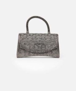 أوبرا فاشن - شنطة يد سهرة مرصعة بكريستالات فاخرة لون رصاصي