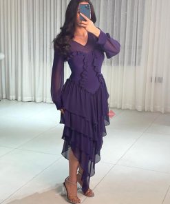 Alternative view of بينوش  - فستان تل ناعم استرتش باكمام طويلة ستايل طبقات