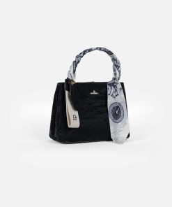 Alternative view of أوبرا فاشن - شنطة يد لوسيندا بوشاح فاخر ولمسة جلدية لون أسود