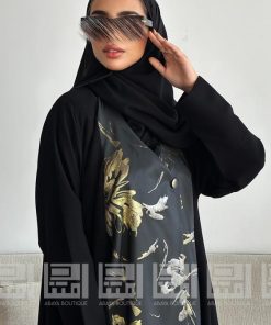 Alternative view of دار امتنان - بكج عباية سوداء نصف كلوش بجاكار ملون 1491