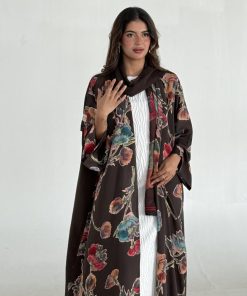 Alternative view of عزة المتميزة - عباية حرير الورود بني 1