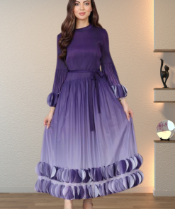 تريجر آيلاند - فستان بكسرات والوان ليلكي مموجة