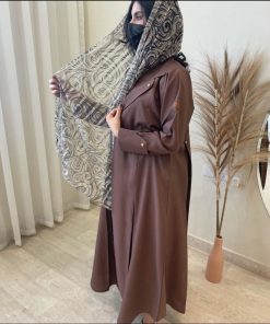 Alternative view of مارينا للعبايات - ‏عباية كريب كتان بني