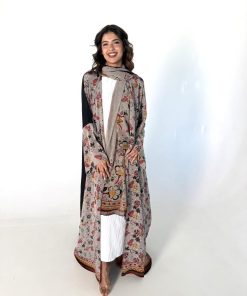 Alternative view of عزة المتميزة - عباية حرير رمادي بالورود