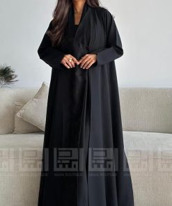 Alternative view of دار امتنان - عباية سوداء كلوش مريحة بتداخل الجاكار الأنيق- 1469