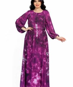 تريجر آيلاند - فستان سهرة طويل مطرز بأنماط فنية