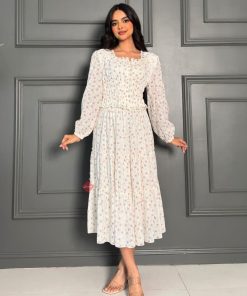 Alternative view of طقم بلوزة و تنورة بناتي بقماش الدانتيل المطرز بالترتر