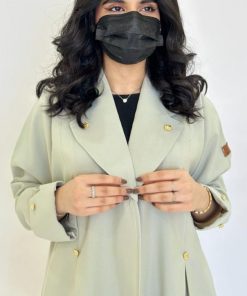 مارينا للعبايات - عباية كريب كتان لون فستقي