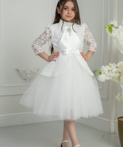 لورا فاشن - فستان أطفال أبيض فاخر بتصميم أنثوي