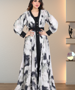 Alternative view of تريجر آيلاند - فستان ستان طويل مشجر بحزام