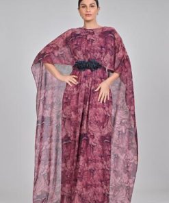 أوبرا فاشن - جلابية مشجرة مع واشح مزينة باكسسوار بالخصر