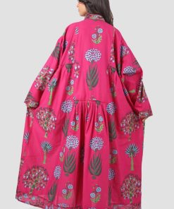 Alternative view of أوبرا فاشن - جلابية كويتية لون زهري مشجرة اكمام طويلة