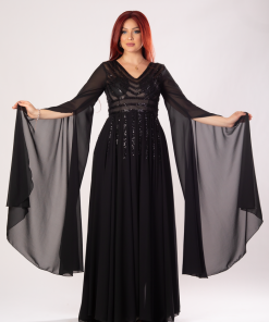 تريجر آيلاند - فستان سهرة طويل شيفون باكمام طويله