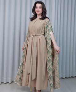 Alternative view of أوبرا فاشن - جلابية كويتية لون ذهبي باكمام طويلة