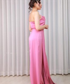 Alternative view of أوبرا فاشن - جمبسوت سهرة حرير ستان بكتف واحد مزين بورد