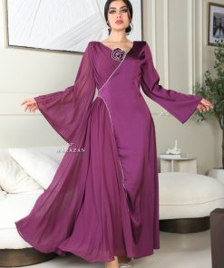 ورزان - فستان انيق بورده و كسرات من الجنب