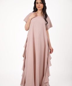 Alternative view of أوبرا فاشن - جلابية كويتية لون لحمي منقطة على درابية بالجوانب