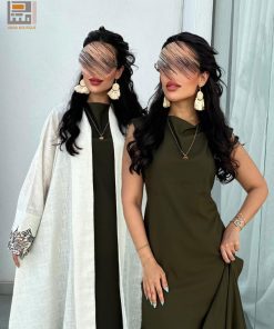 دار امتنان - بكج ثنائي الأناقة عباية الماتشا وفستان زيتوني- 1572