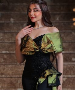 Alternative view of لورا فاشن - أسود حريري بوشاح ذهبي فاخر