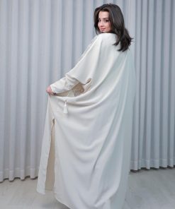 Alternative view of أوبرا فاشن - جلابية نسائية طويلة قطعتين مع ربطة بالخصر لون سكري