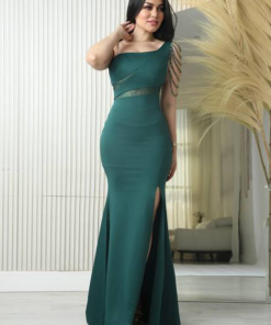 تريجر آيلاند - فستان طبي طويل بأكتاف مكشوفه و مزين بكرستال على الكتف