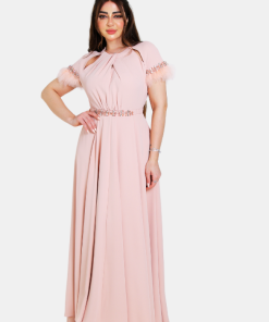 Alternative view of تريجر آيلاند - فستان سهرة طويل ناعم باكمام قصيره بريش