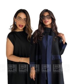 دار امتنان - بكج عباية سوداء نصف كلوش ليمار بطرف كحلي 1492