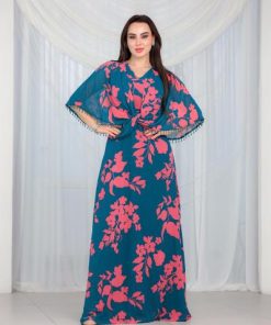 أوبرا فاشن - جلابية شيفون بقصة لف مزينة بالكريستال