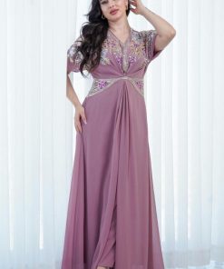 Alternative view of أوبرا فاشن - جلابية سهرة زهري شيفون مزينة بشك وترتر يدوي