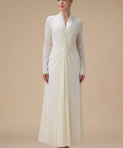 اكتان - فستان سكري طويل بقصة ملتفة