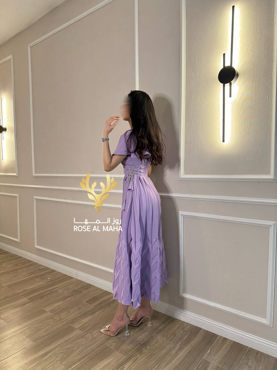 روز المها - فستان موف بيليسيه بربطات جانبية - Image 3