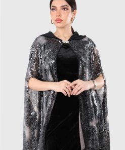 Alternative view of أوبرا فاشن - قفطان سهرة مخمل مع وشاح ترتر ومن الاسفل هدب