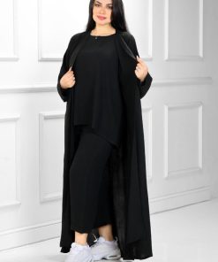 Alternative view of عبايات روزا - عباية "سُكون" (Sukun) الفيراني (3 قطع): جاذبية اللون الداكن وفخامة الكريب