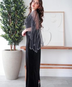 Alternative view of أوبرا فاشن - فستان سهرة مخمل أسود ملكي بتطريز لامع