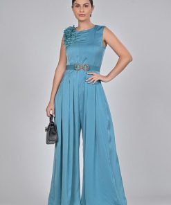 Alternative view of أوبرا فاشن - جمبسوت حرير ستان سماوي مع حزام