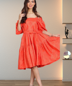 تريجر آيلاند - فستان قصير اورنج بنقش بيج