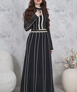 اكتان - فستان ماكسي تريكو مبطن لون اسود