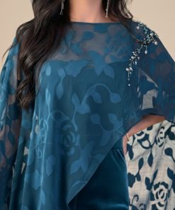 Alternative view of اكتان - جمبسوت مخملي بوشاح طبعة زهور