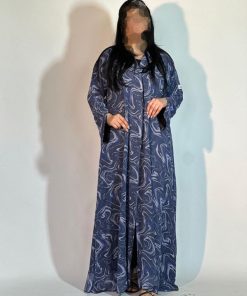 مارينا للعبايات - عباية شيفون مشجر كحلي