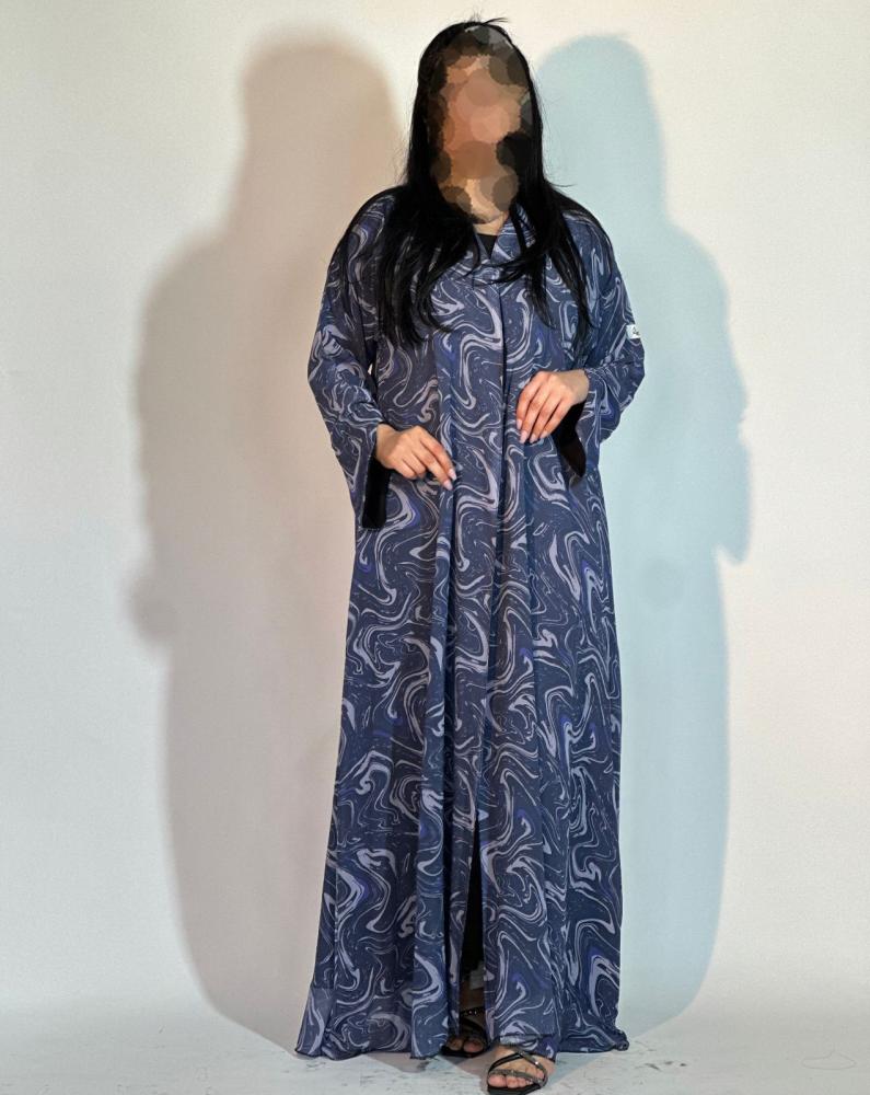 مارينا للعبايات - عباية شيفون مشجر كحلي