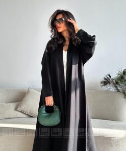 Alternative view of دار امتنان - عباية سوداء صيفية مطرزة فاخرة بتصميم ربع كلوش- 1396