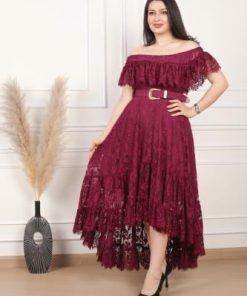 أوبرا فاشن - فستان سهرة طويل دانتيل اوف شولدر