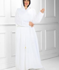 عبايات روزا - عباية "نقاء" (Naqa) السكري (3 قطع): بهاء اللون الفاتح ورفاهية الكريب المترف الناعم