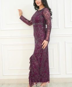 Alternative view of أوبرا فاشن - فستان سهرة طويل دانتيل بأكمام شفافة