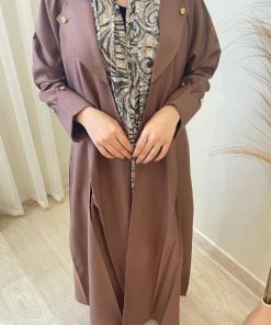 مارينا للعبايات - عباية كريب كتان بني