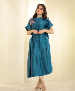 Alternative view of أوبرا فاشن - فستان بناتي أنيق بتطريز ورد وحزام خصر